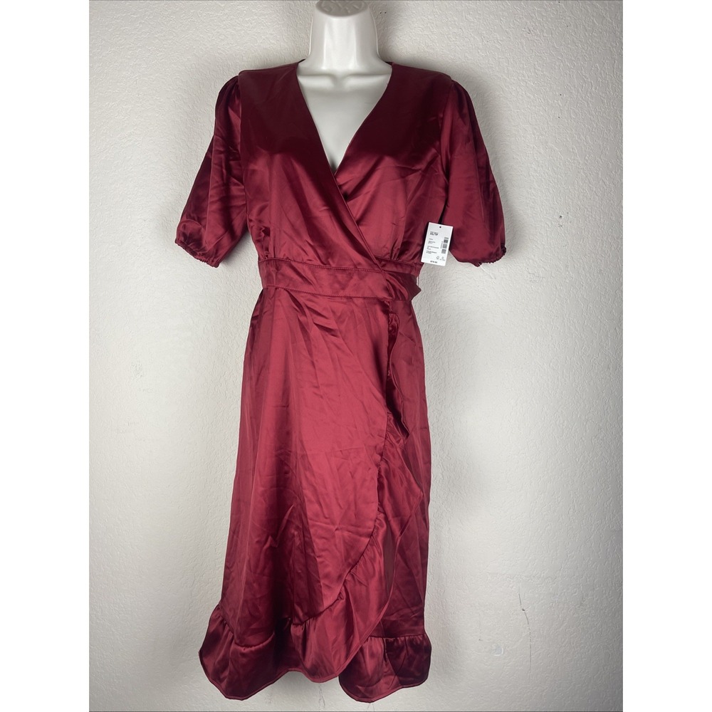 Gymboree Women's Red Satin Wrap Dress Size Small NWT Ruffle Midi Salsa